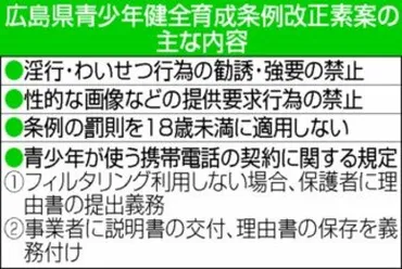 歳未満へのわいせつ行為勧誘・強要に罰則広島県