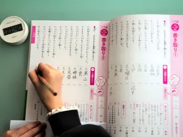 漢字は何度も書かずに「見て覚える」「分テスト、秒暗記」繰り返し文字を分で