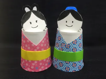 おりひめとひこぼしの紙コップ人形〜少ない材料で楽しめる製作遊び〜