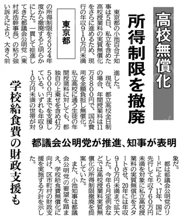 高校無償化所得制限を撤廃