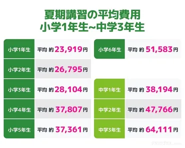 塾などの「夏期講習」いくらかかった?小学年の平均は…中学受験の有無で万円以上の差保護者人に調査