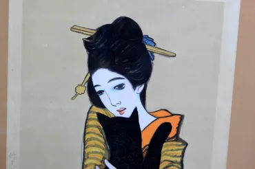 竹久夢二】木版画 「黒船屋」13/200 天元堂(平成元年) 大正ロマン 美人画(木版画)