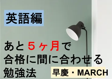 早慶・MARCH】あと5か月で合格に間に合わせる勉強法！英語編