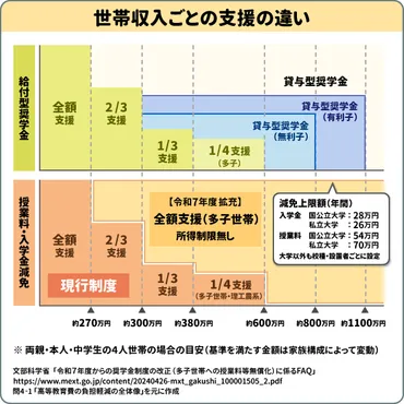 2025年度版】大学無償化の概要や手続きは?多子世帯の条件、奨学金との併用を解説!