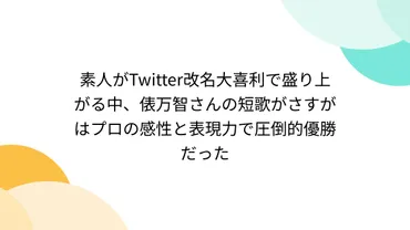 素人がTwitter改名大喜利で盛り上がる中、俵万智さんの短歌がさすがはプロの感性と表現力で圧倒的優勝だった (2ページ目) 
