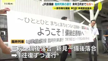 ＪＲ芸備線の臨時列車の運行 来年３月まで延長へ 一部存廃を議論する第５回「再構築協議会」で報告 広島 