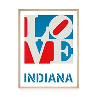 ロバート・インディアナ：LOVE ホワイト ／ ブルー フレーム付ポスター(ホワイト ／ ブルー)：ポスター & アーティスト