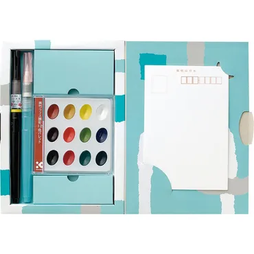 顔彩、絵の具、筆、ハガキ。初心者からオススメ絵手紙道具セットのそろえ方