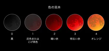 皆既食中の色に注目しよう！：皆既月食を観察しよう 2018