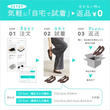返品・交換送料0円キャンペーン」自宅でご試着！（12.16update） – steppi（ステッピ）公式オンラインサイト