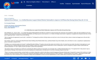 学校でのスマートフォン使用を禁止する決議がロサンゼルスで承認される