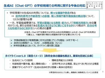 学校現場の生成AI、夏前にもガイドライン策定へ 