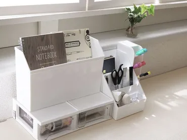 セリアのDeskLaboシリーズが文房具収納に万能