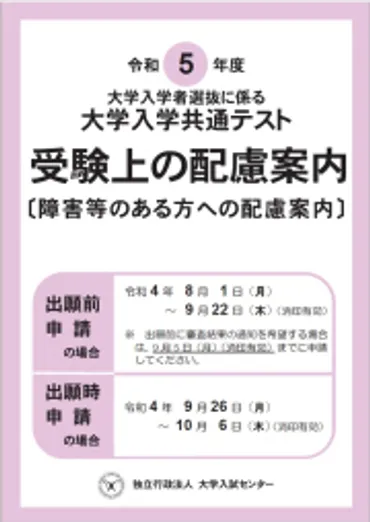 令和5年度受験上の配慮案内(形式)