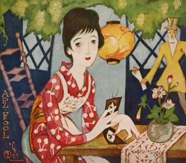 なだらかな曲線の優美な女性竹久夢二「・」(竹久夢二美術館蔵)